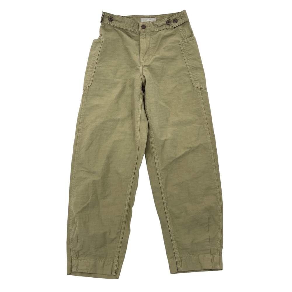 Everlane Linen & Cotton Barrel Pants in Olive Green, Size 2